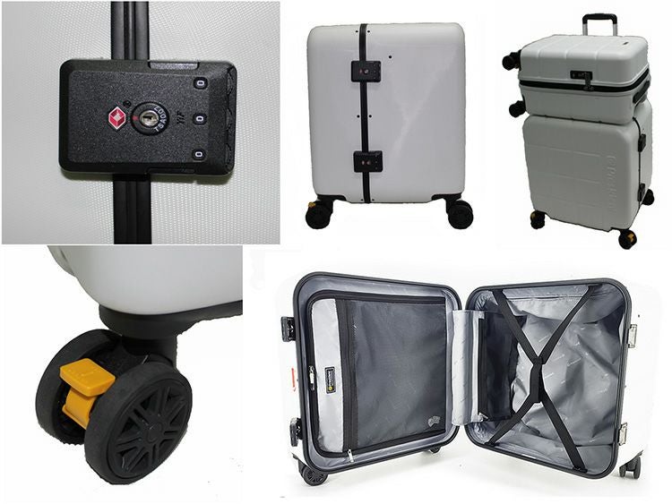 PRESIDENT 座れるスーツケース＋機内持込スーツケース セット　内容、キャスター画像